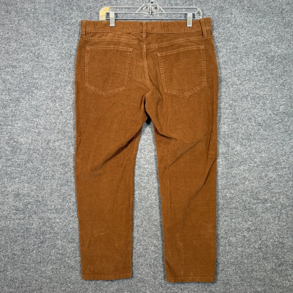 J. Crew‎ Corduroy Pants Mens 35x28 Burnt Orange Slim Flex Straight Leg Casual